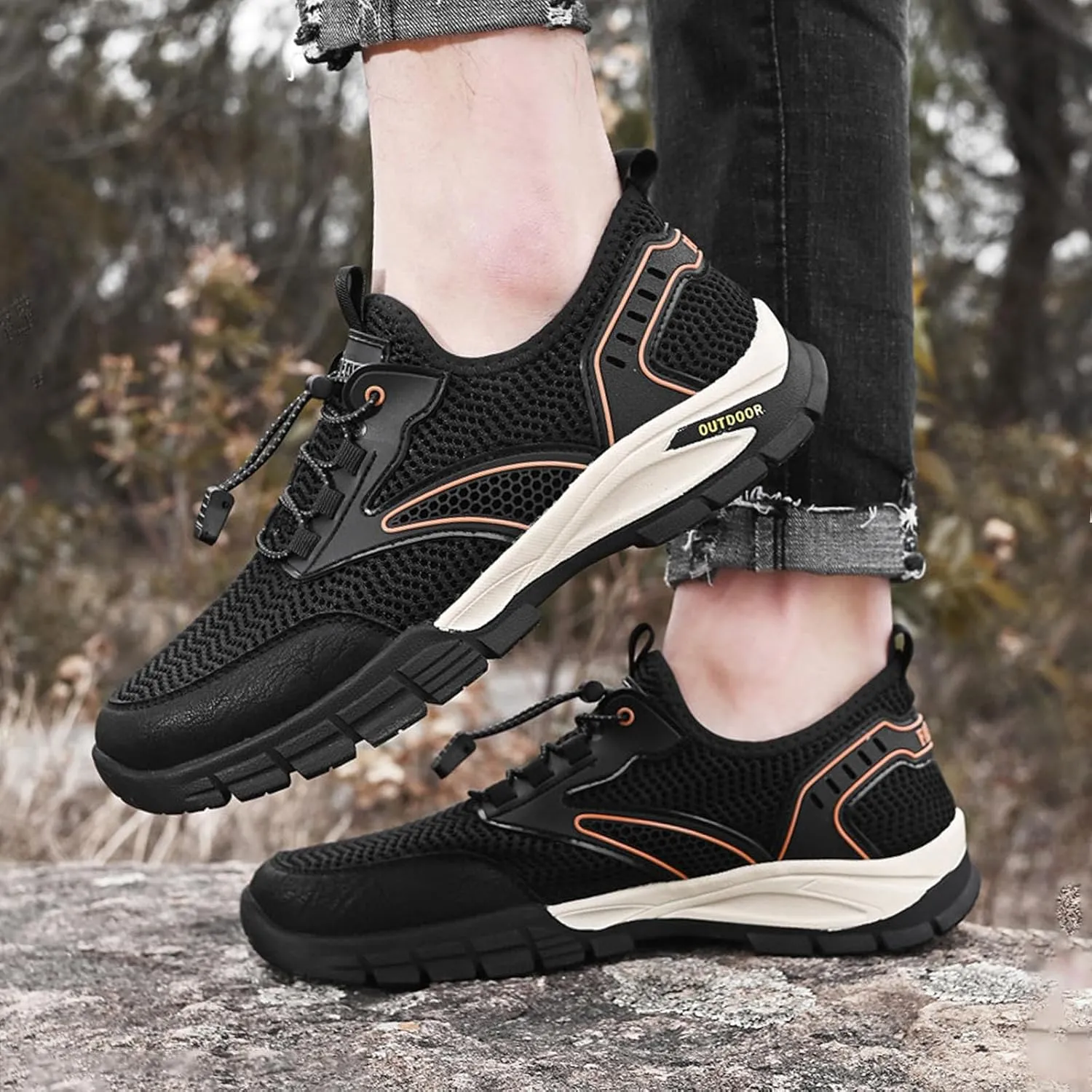 Aceptolcom Men Outdoor Quick Dry Water Hiking Shoes,Breathable Lightweight Arch Support Training Walking Shoes Trekking Shoes Trail Shoes