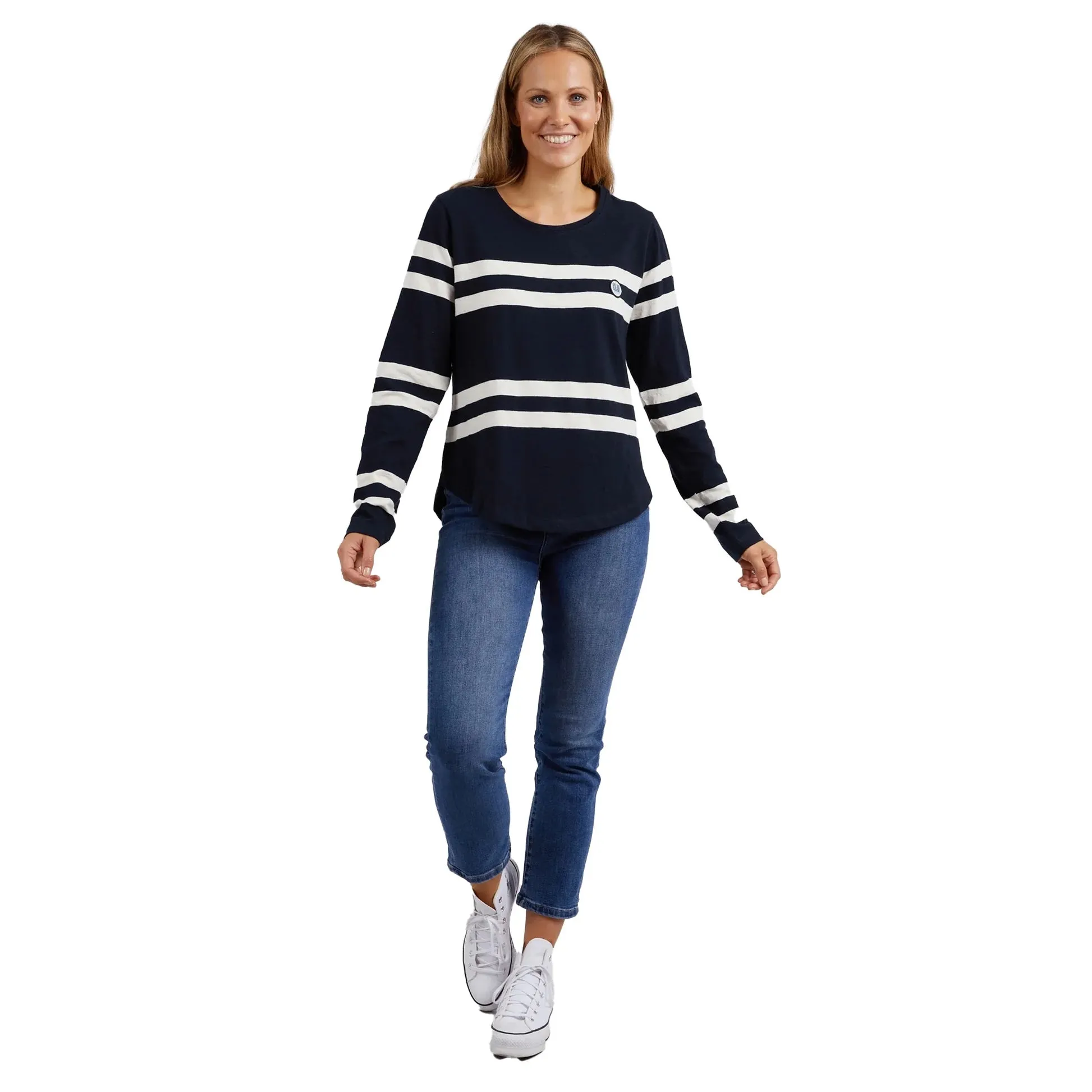Allegra Long Sleeve Tee - Navy/Vintage White