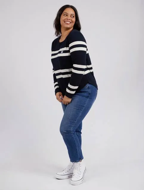 Allegra Long Sleeve Tee - Navy/Vintage White