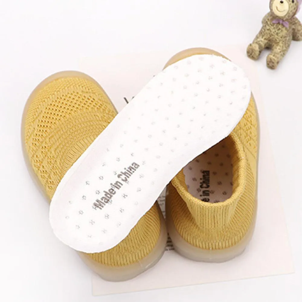 Baby Solid Comfy Kintted Sock Flats Shoes