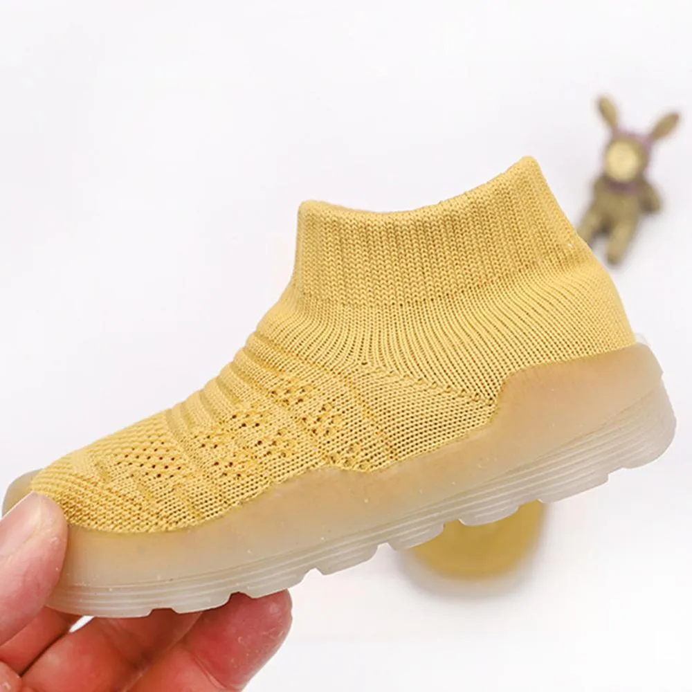 Baby Solid Comfy Kintted Sock Flats Shoes