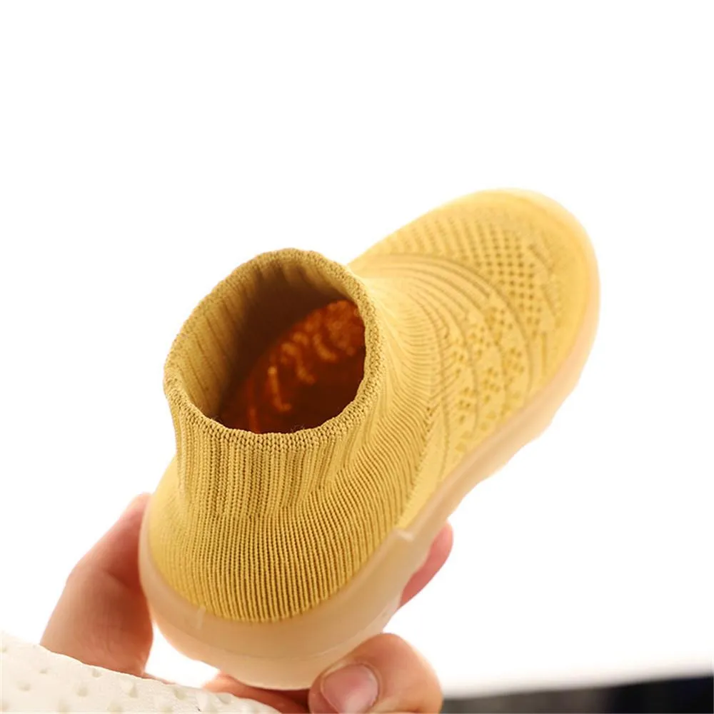 Baby Solid Comfy Kintted Sock Flats Shoes