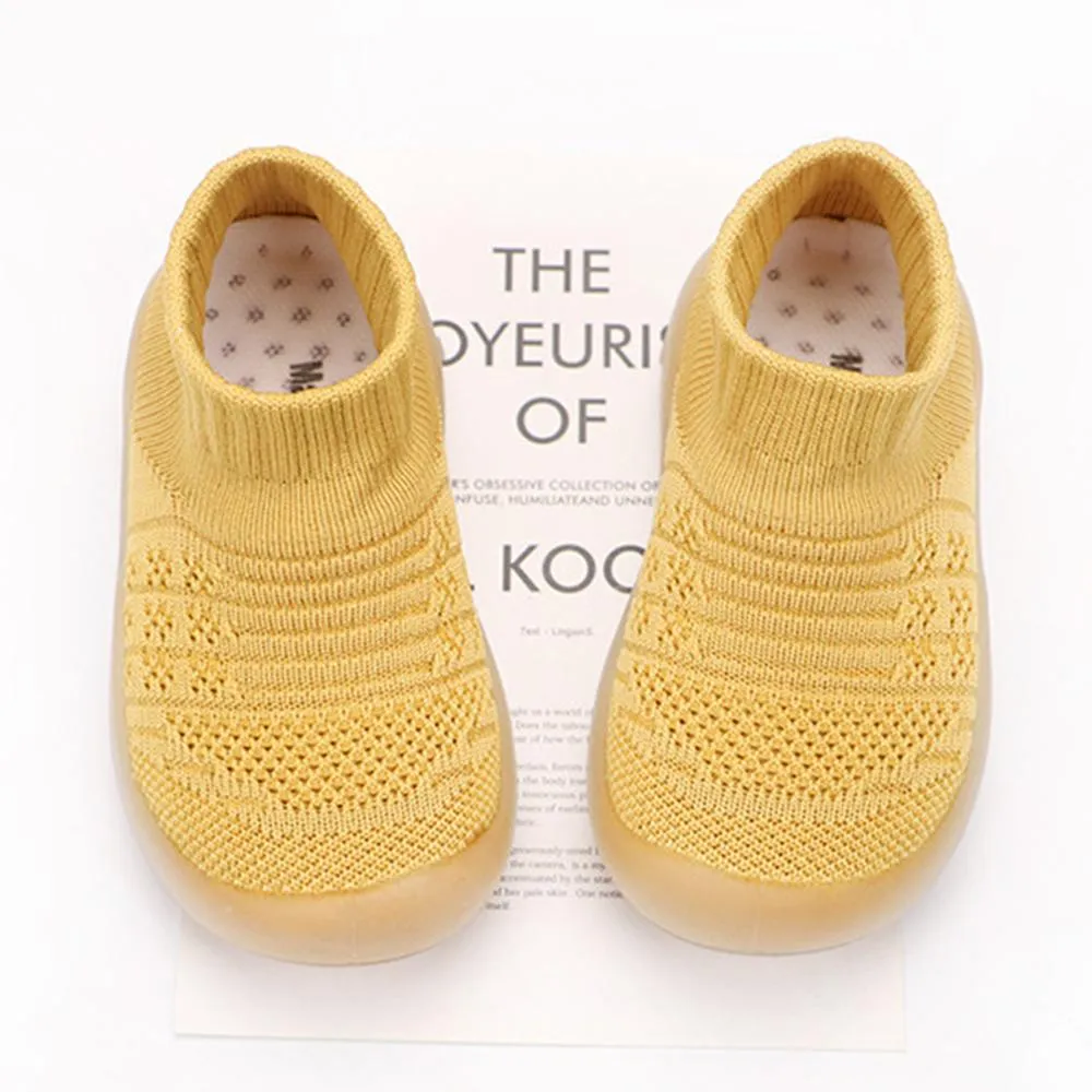 Baby Solid Comfy Kintted Sock Flats Shoes