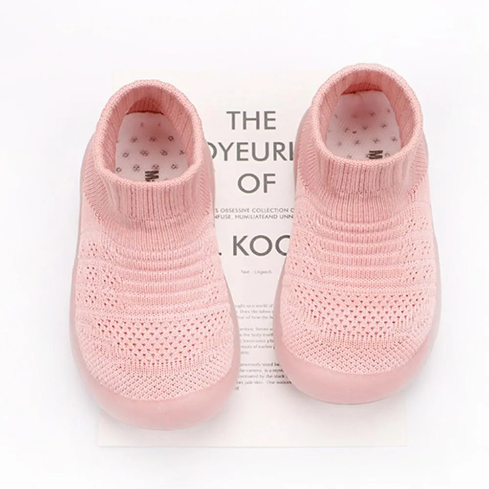 Baby Solid Comfy Kintted Sock Flats Shoes