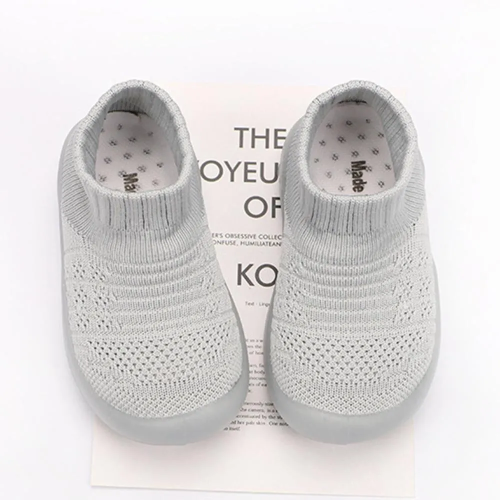 Baby Solid Comfy Kintted Sock Flats Shoes