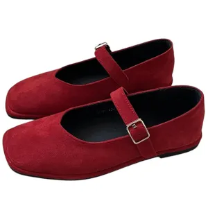 Basic Things Suede Mary Jane Flats