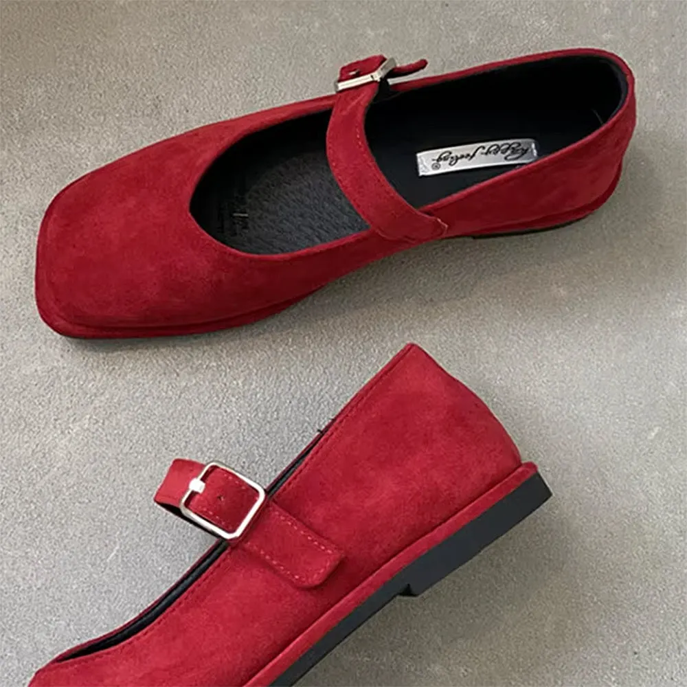 Basic Things Suede Mary Jane Flats