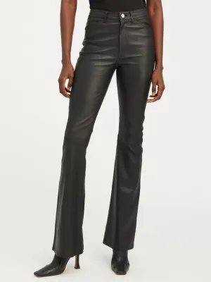 Black Leather 5 Pocket Straight Leg Pants