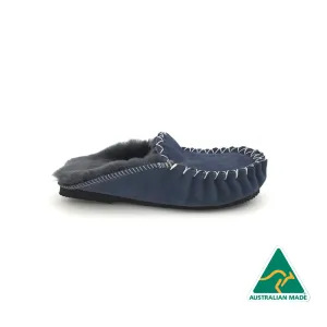 Blue & Charcoal Moccasin Scuffs