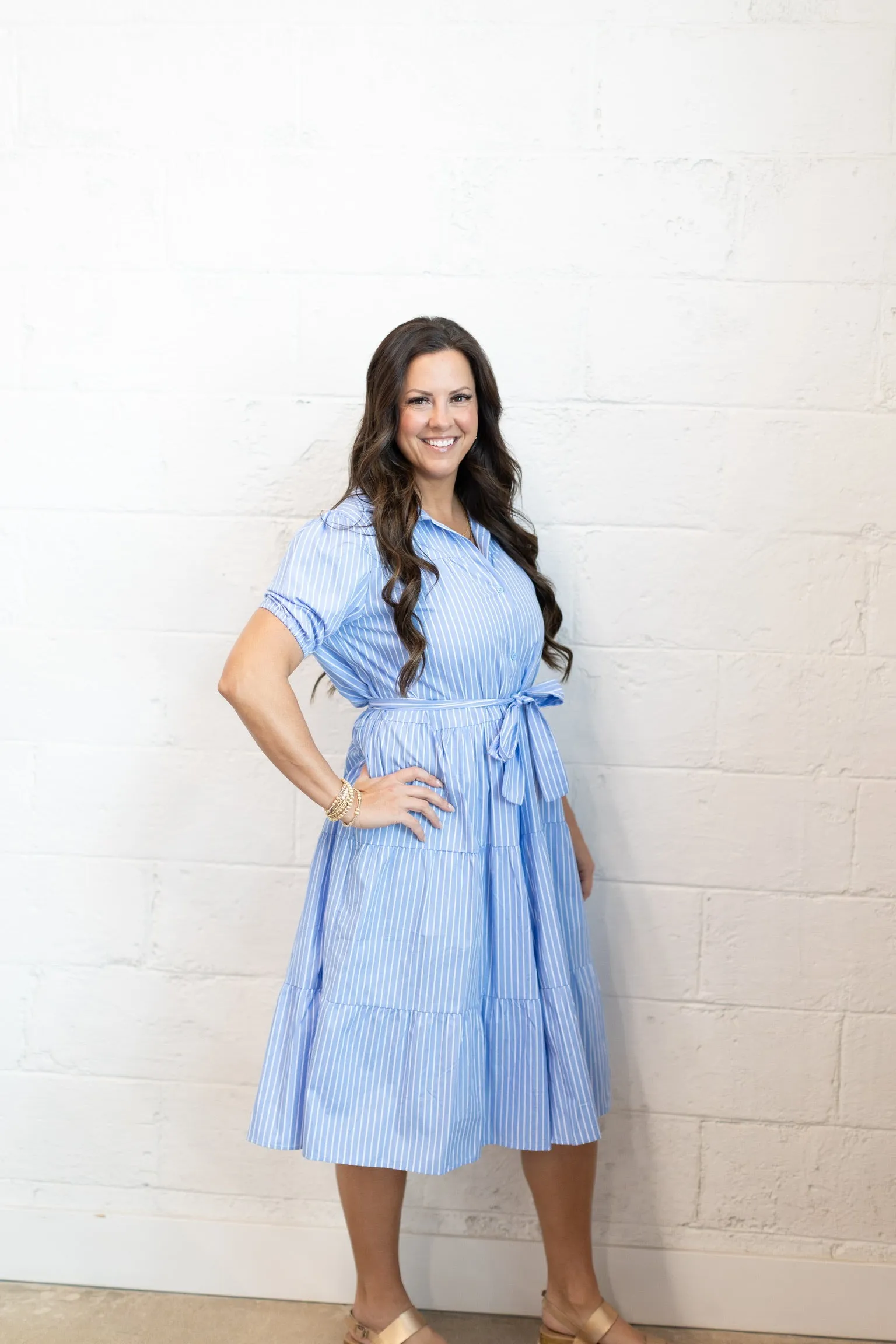 Blue Pinstripe Tie Dress