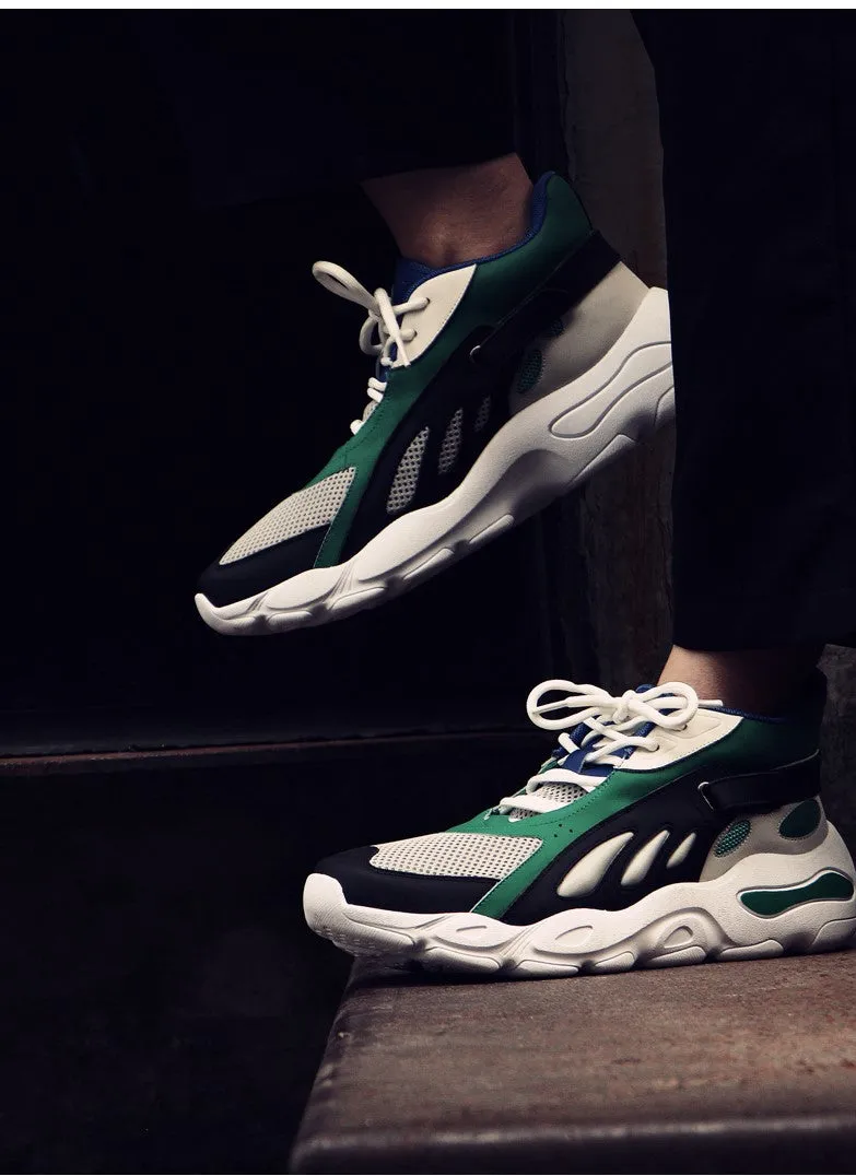 BOOPDO MESS DESIGN MESH PANEL DETAIL TRAINERS IN COLOR BLOCK