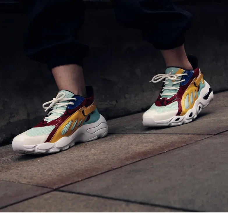 BOOPDO MESS DESIGN MESH PANEL DETAIL TRAINERS IN COLOR BLOCK