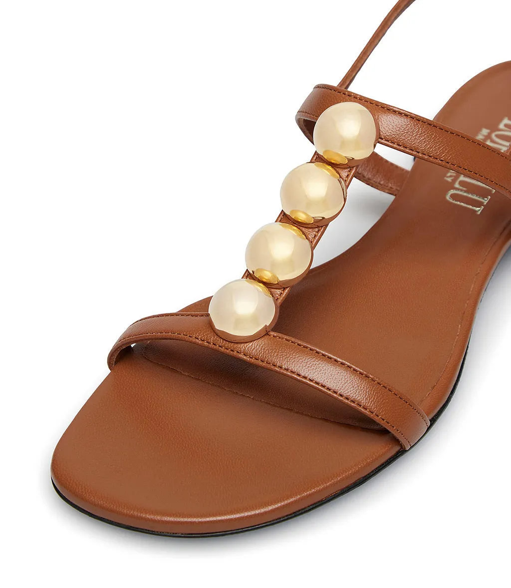 Brunt brown leather sandal with studs