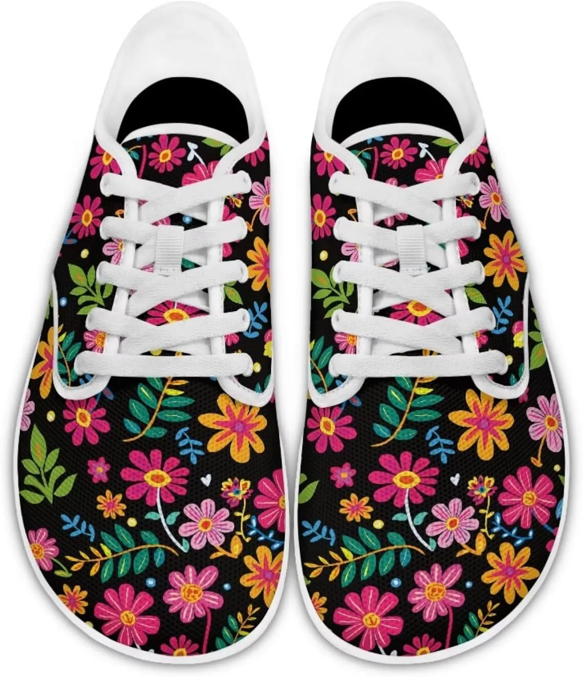 Coloranimal Womens Sneakers Barefoot Shoes Women Casual Walking Shoes Lace Up Shoes Wide Toe Box Shoes Fashion Sneakers Lightweight Footwear