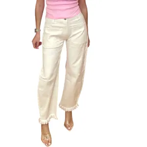 Comfy Stretch Fray Hem Barrel Jeans