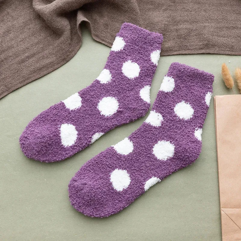 Cute Candy Color Soft Fluffy Dot Socks for Women