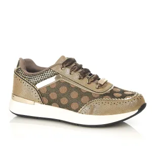 Darcy Gold Spotty Trainers by Ruby Shoo
