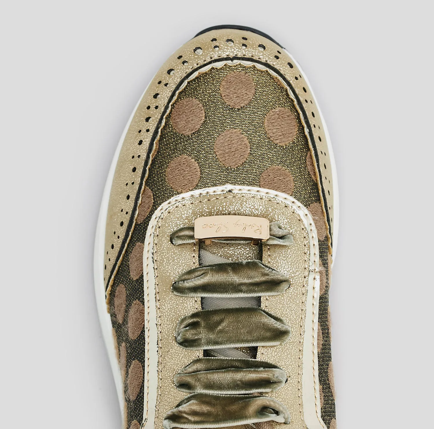 Darcy Gold Spotty Trainers by Ruby Shoo