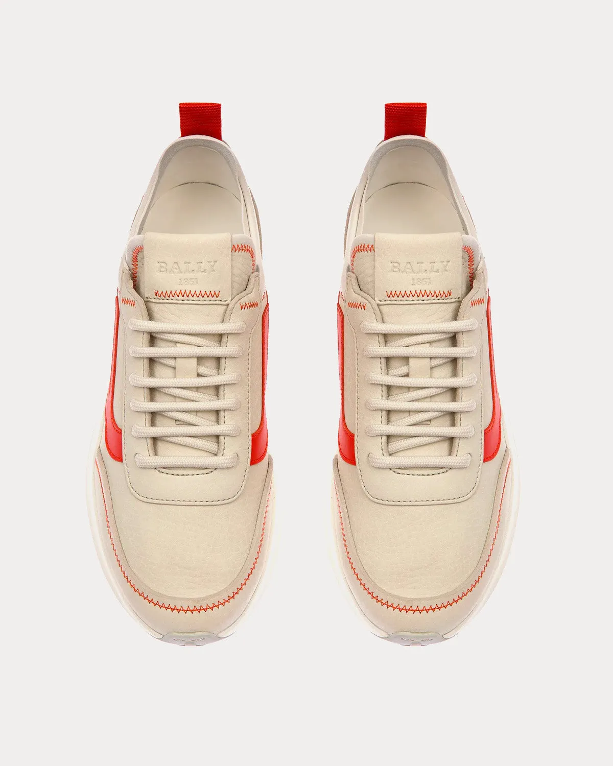 Darys Leather Dusty White / Orange Low Top Sneakers