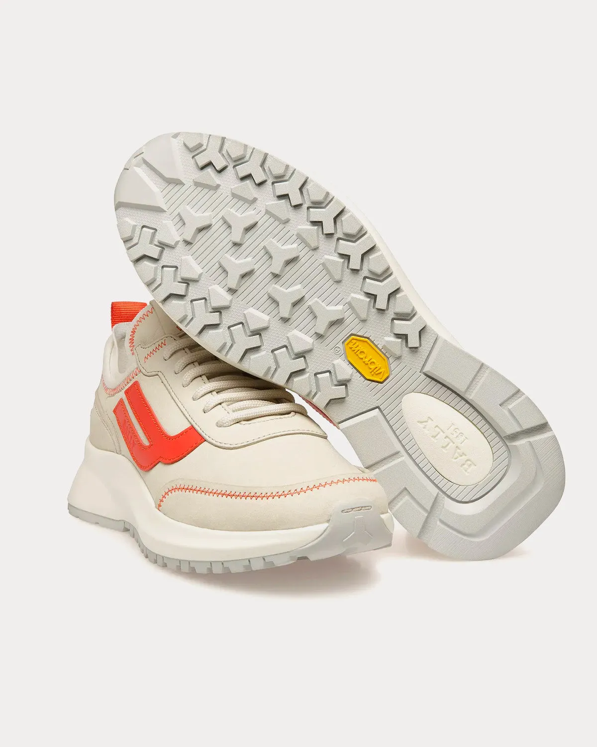 Darys Leather Dusty White / Orange Low Top Sneakers