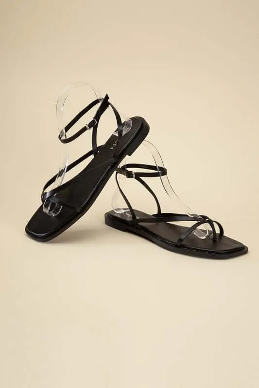 Elio Ankle Strap Flats Sandals