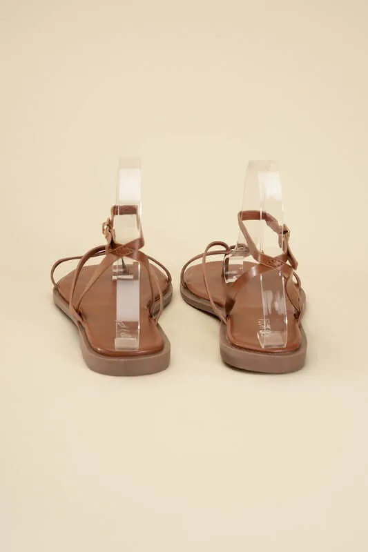 Elio Ankle Strap Flats Sandals