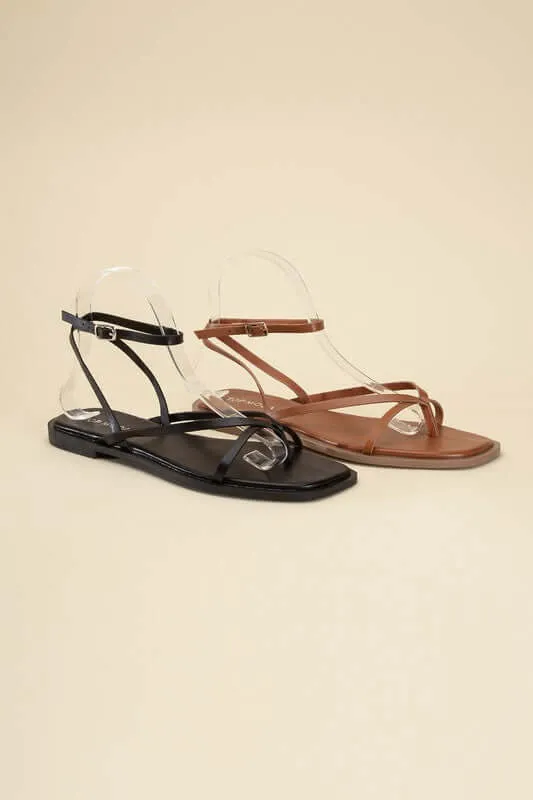 Elio Ankle Strap Flats Sandals