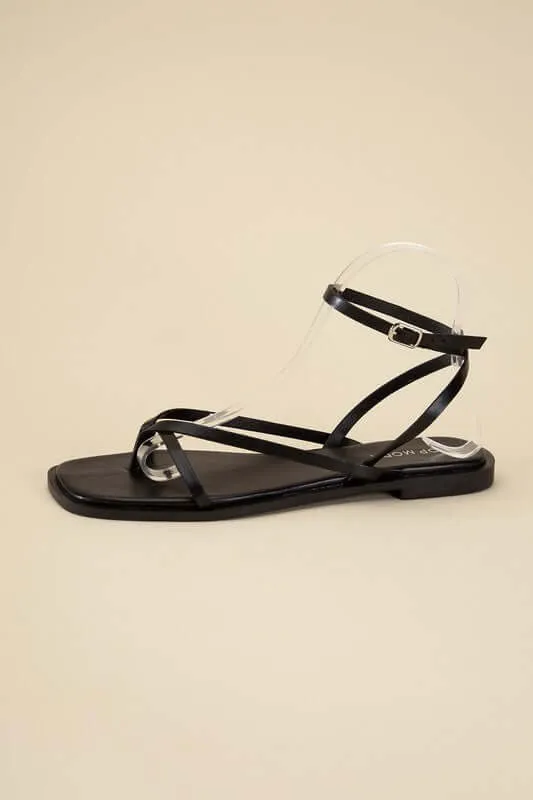 Elio Ankle Strap Flats Sandals