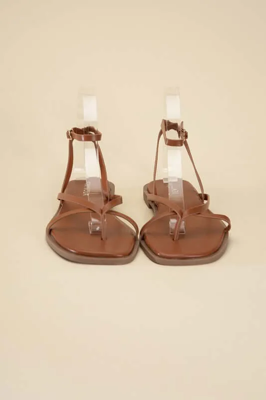 Elio Ankle Strap Flats Sandals