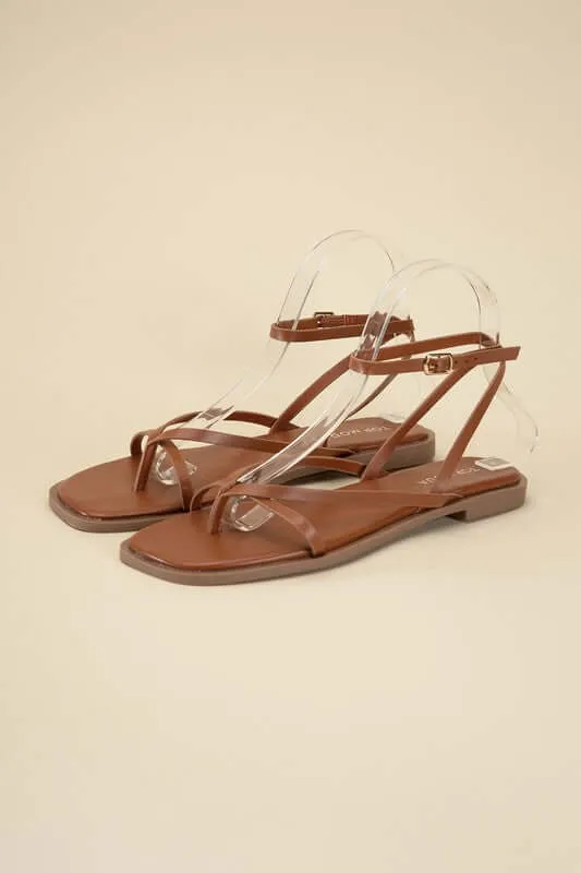 Elio Ankle Strap Flats Sandals