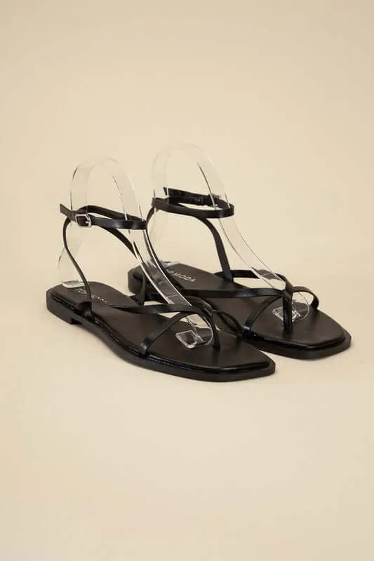 Elio Ankle Strap Flats Sandals