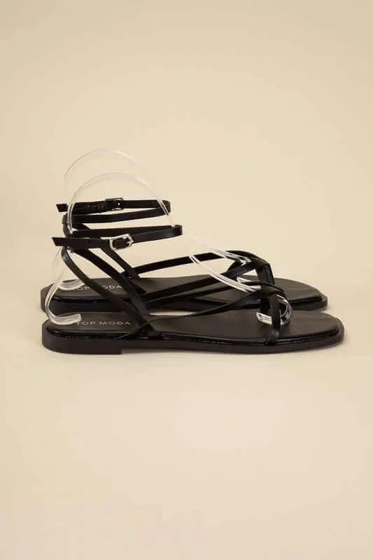 Elio Ankle Strap Flats Sandals