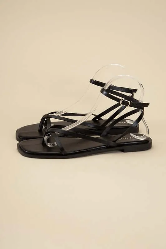 Elio Ankle Strap Flats Sandals