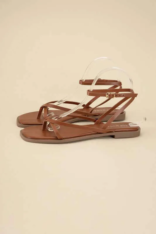 Elio Ankle Strap Flats Sandals