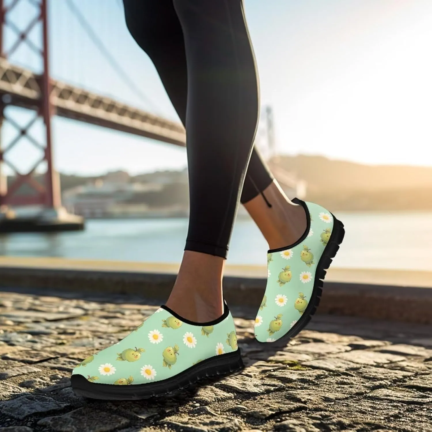 Fashion Walking Shoes for Woman Girls Comfortable Slip On Casual Shoe Light Soft Running Sneakers for Climbing Size 5.5-11.5 Black Sole