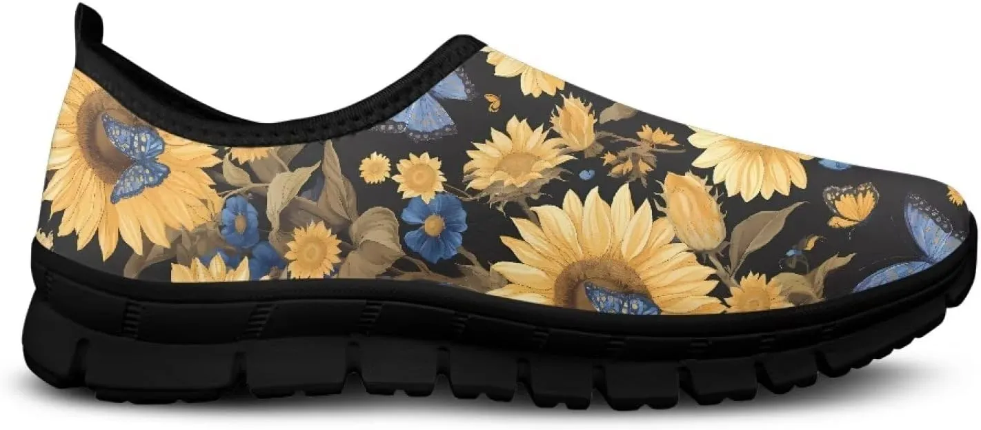 Fashion Walking Shoes for Woman Girls Comfortable Slip On Casual Shoe Light Soft Running Sneakers for Climbing Size 5.5-11.5 Black Sole