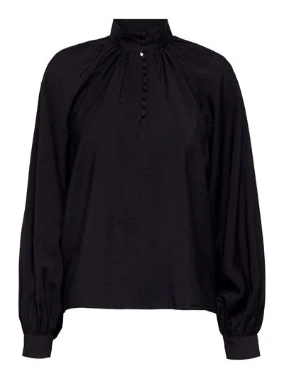 Faura Ls Buttoned Top - Black