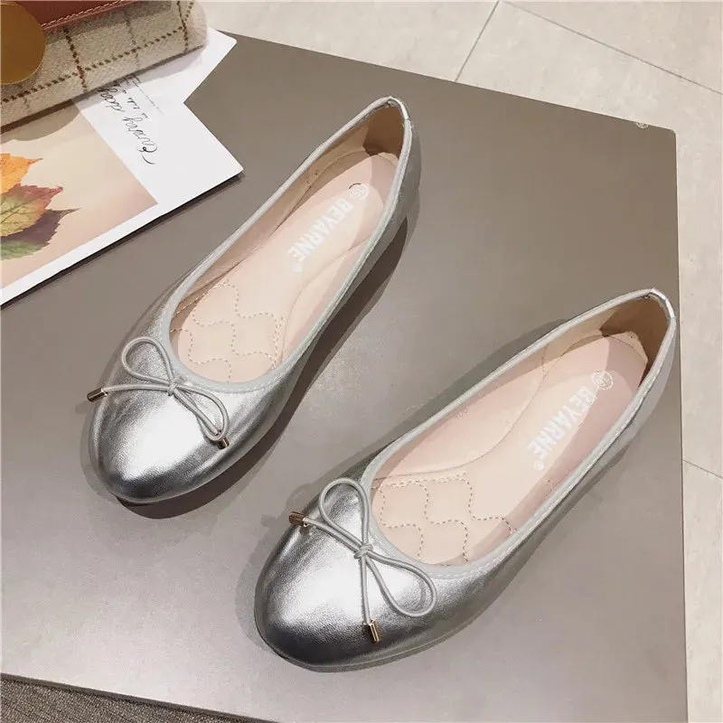 Flats for Women Casual Shoes Women Flats Soft Ladies Boat Shoes Slip-on Woman Ballet Flats Black Gold Grey Plus Size 42 YX1375