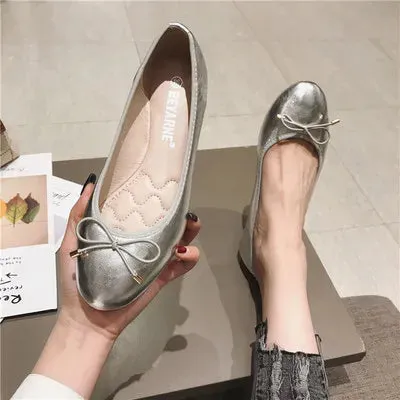 Flats for Women Casual Shoes Women Flats Soft Ladies Boat Shoes Slip-on Woman Ballet Flats Black Gold Grey Plus Size 42 YX1375