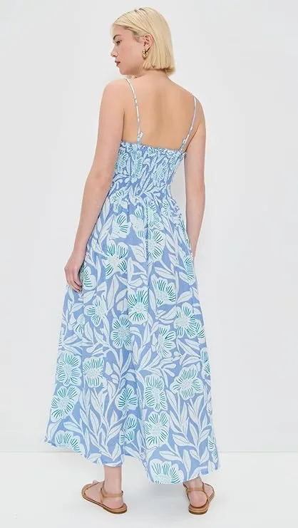FREE PEOPLE SWEET NOTHINGS MIDI DRESS - BLUE VISTA COMBO