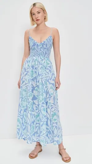 FREE PEOPLE SWEET NOTHINGS MIDI DRESS - BLUE VISTA COMBO