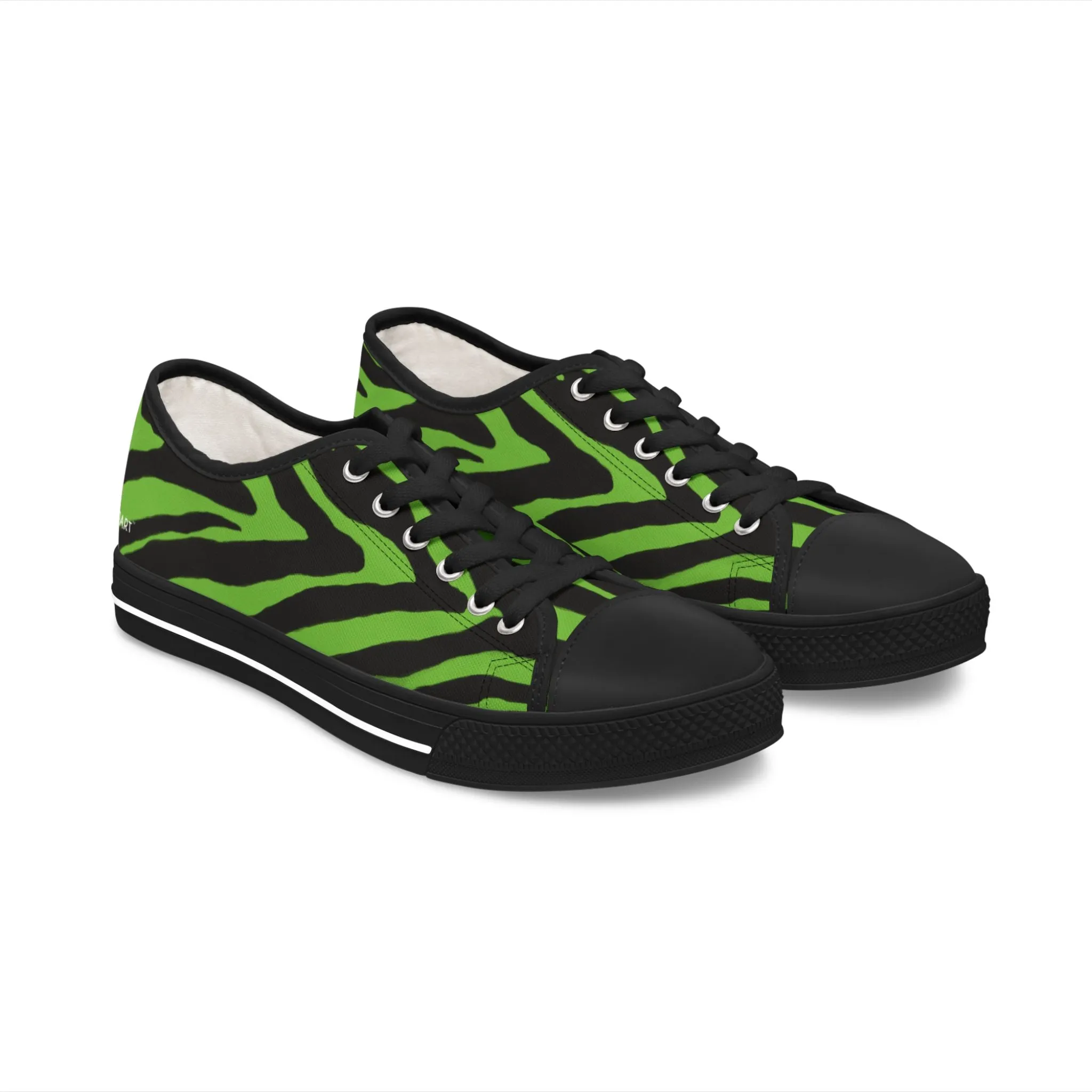 Green Zebra Striped Women's Sneakers, Zebra Striped Animal Print Women's Low Top Sneakers (US Size: 5.5-12)