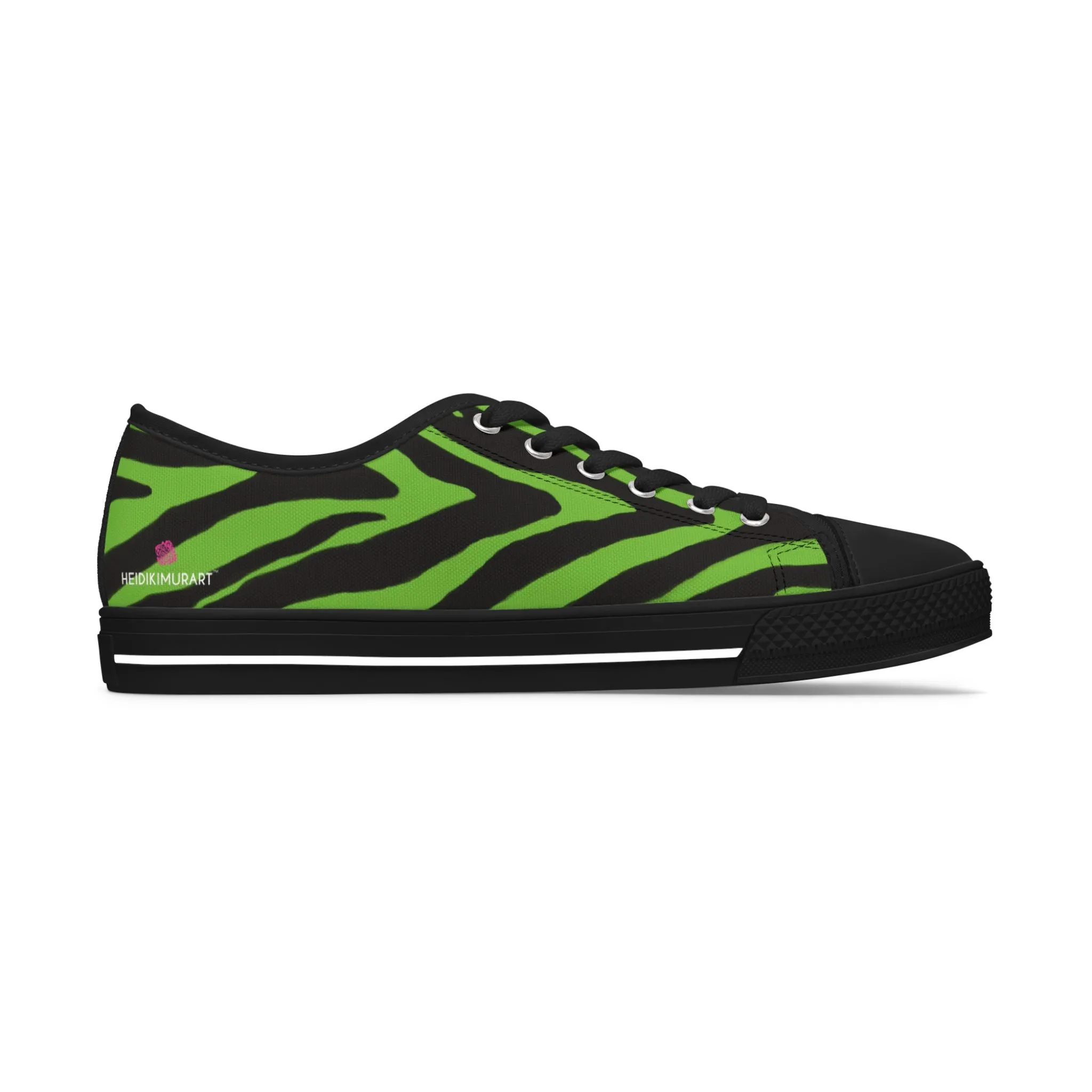 Green Zebra Striped Women's Sneakers, Zebra Striped Animal Print Women's Low Top Sneakers (US Size: 5.5-12)