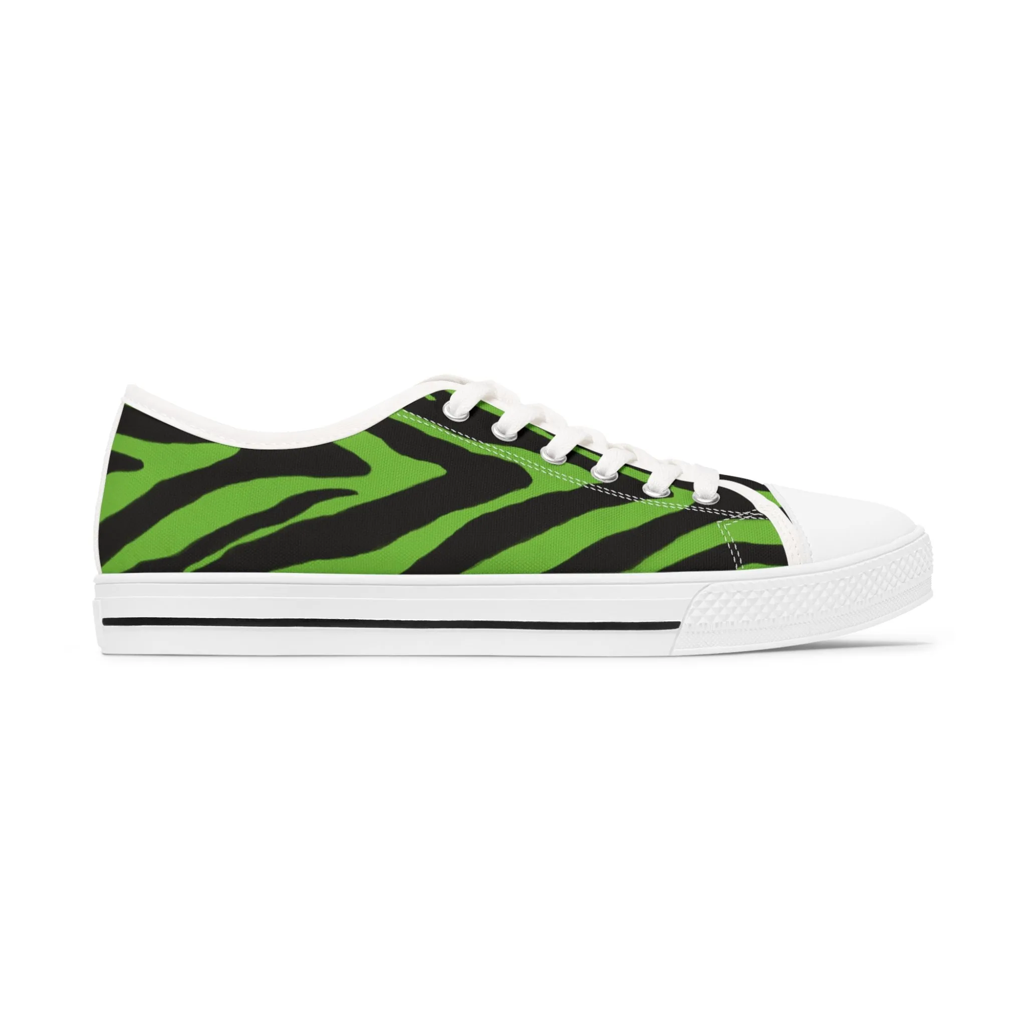 Green Zebra Striped Women's Sneakers, Zebra Striped Animal Print Women's Low Top Sneakers (US Size: 5.5-12)