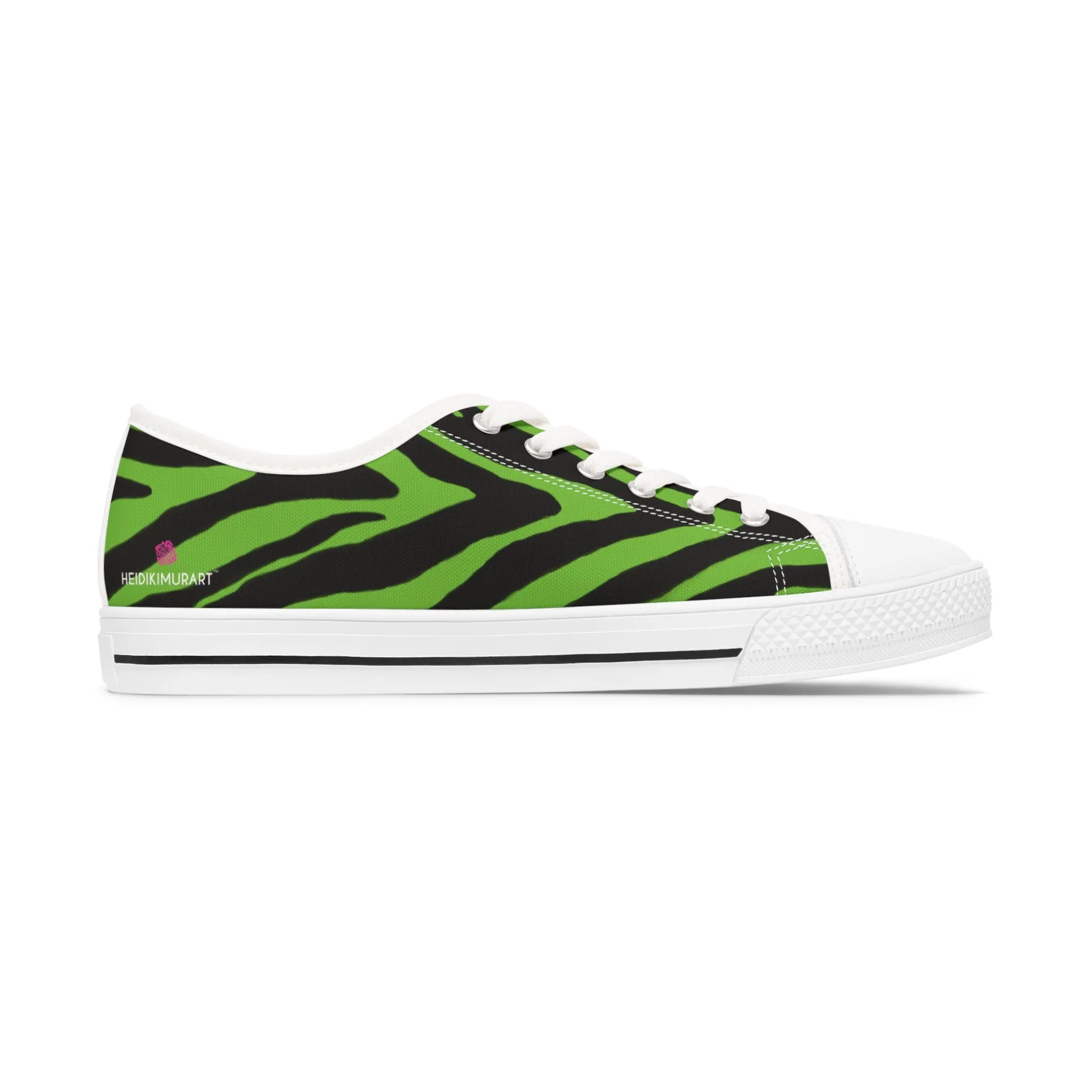 Green Zebra Striped Women's Sneakers, Zebra Striped Animal Print Women's Low Top Sneakers (US Size: 5.5-12)