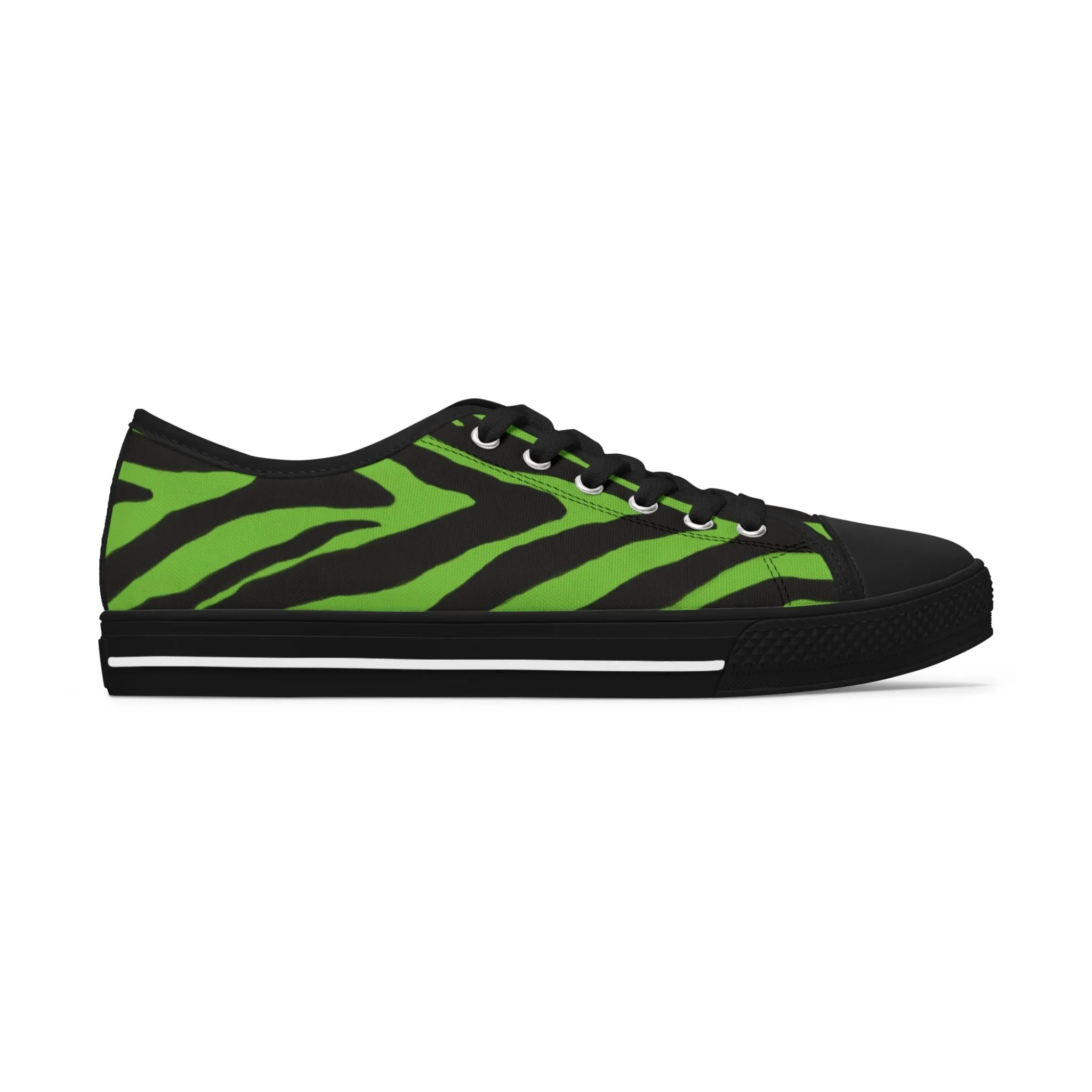 Green Zebra Striped Women's Sneakers, Zebra Striped Animal Print Women's Low Top Sneakers (US Size: 5.5-12)