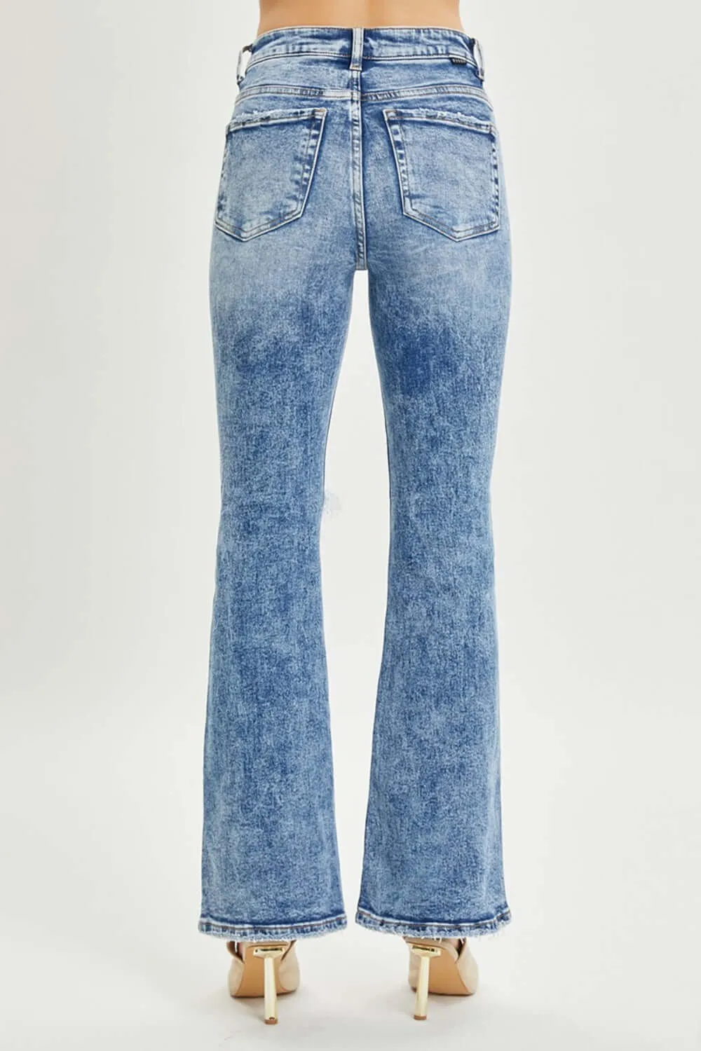 High Rise Distressed Flare Jeans