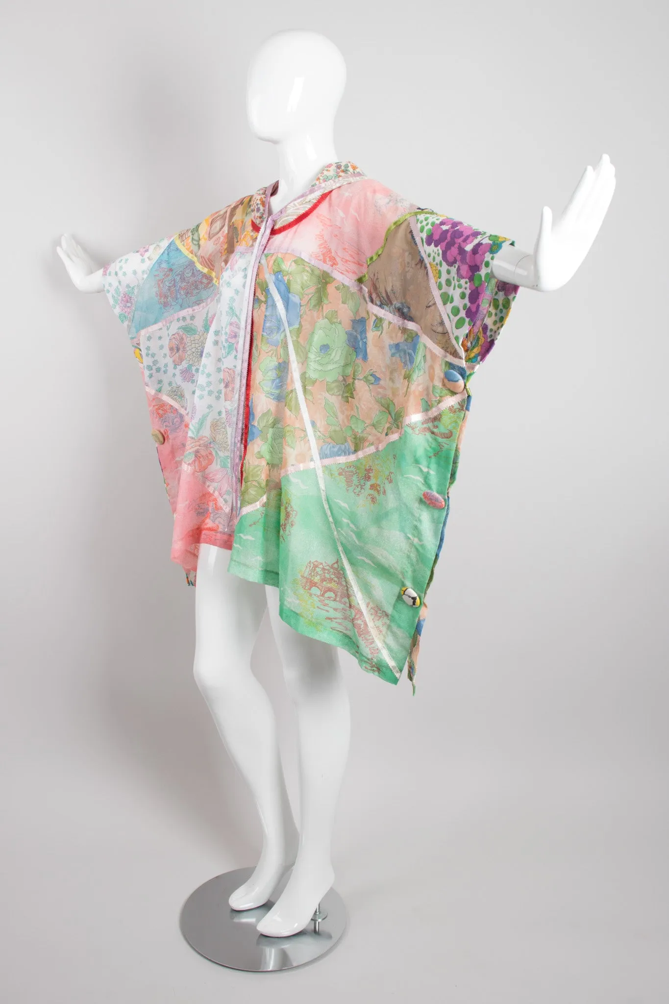Hooded Floral Patchwork Poncho