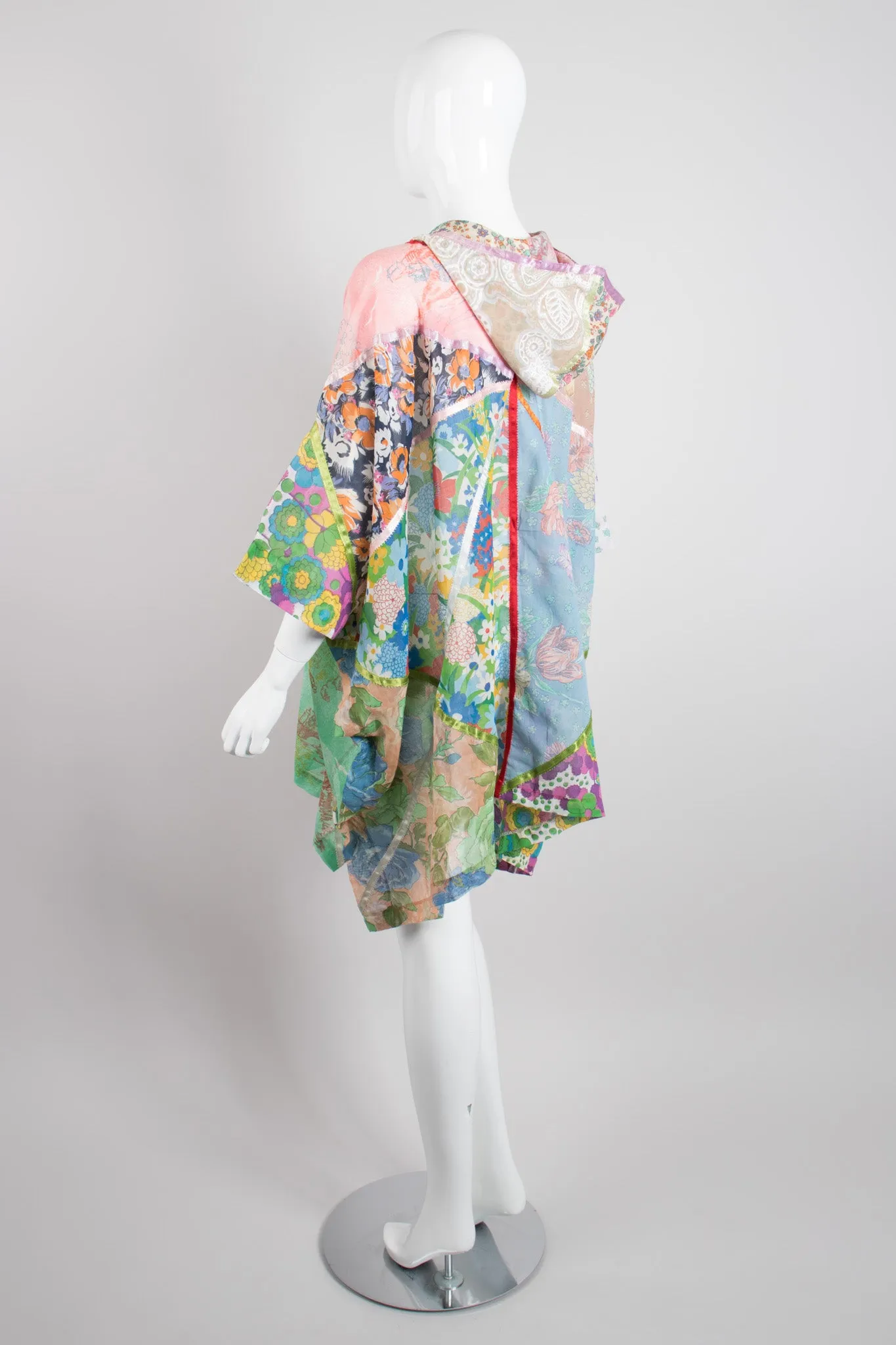 Hooded Floral Patchwork Poncho