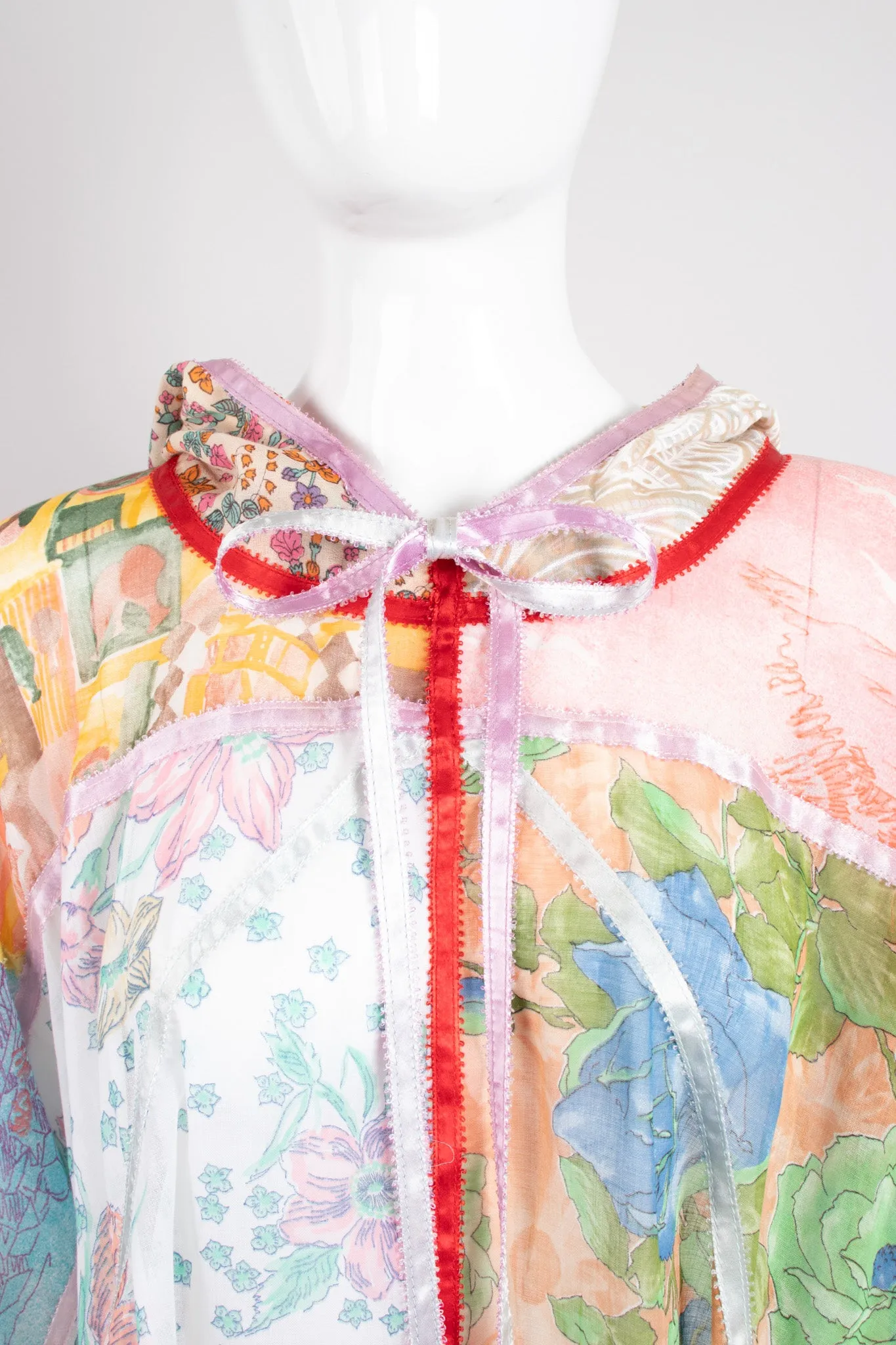 Hooded Floral Patchwork Poncho